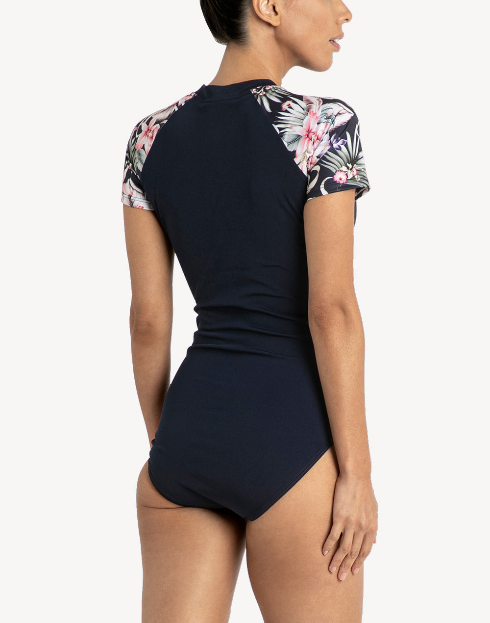 Hibiscus Floral Cap Sleeve Paddle Suit#color_hibiscus-floral-navy