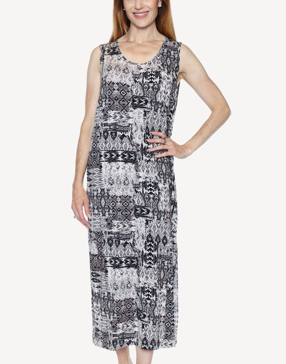 Aztec Print Slip Maxi Dress