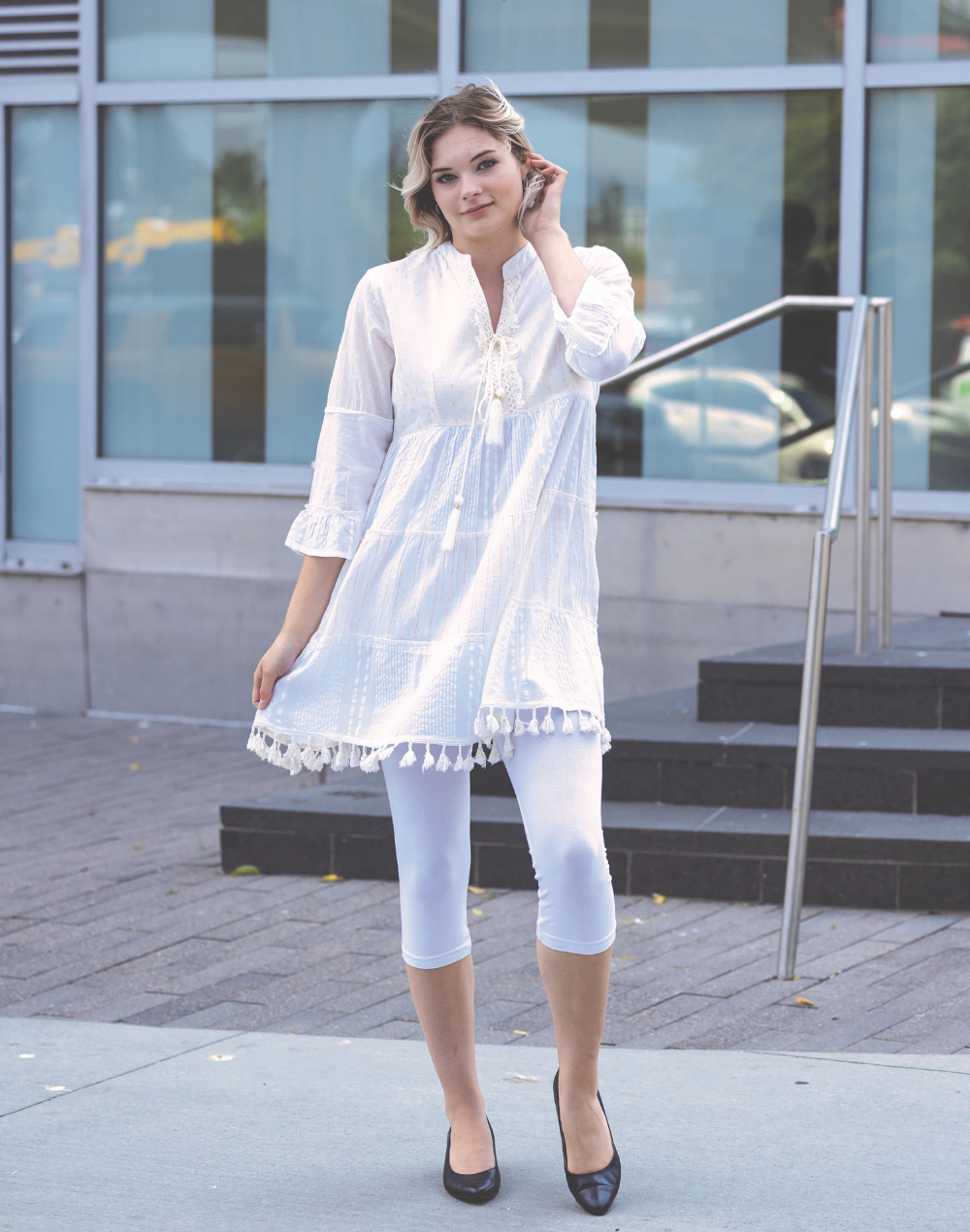 Long Sleeve Tiered Short Dress