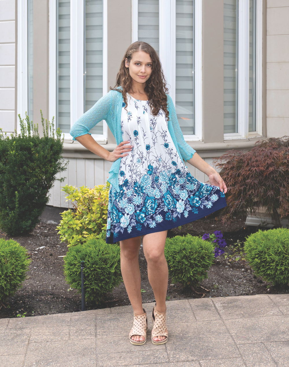 Pleated Floral Short Dress