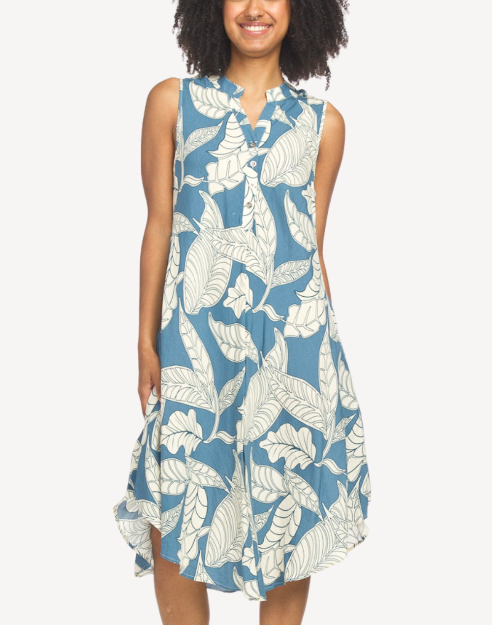 Button Down Flair Short Dress#color_flair-blue