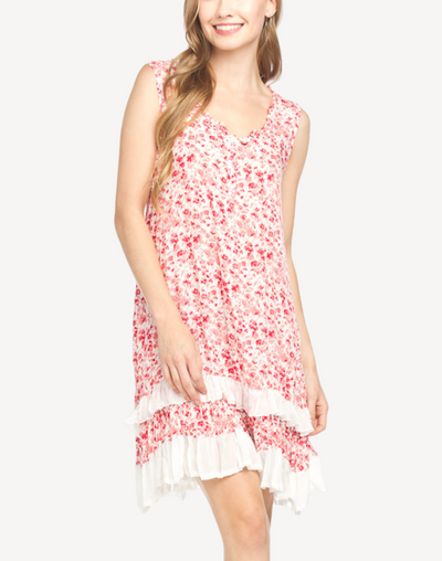 Ditsy Floral Crinkle Short Dress#color_ditsy-floral-pink