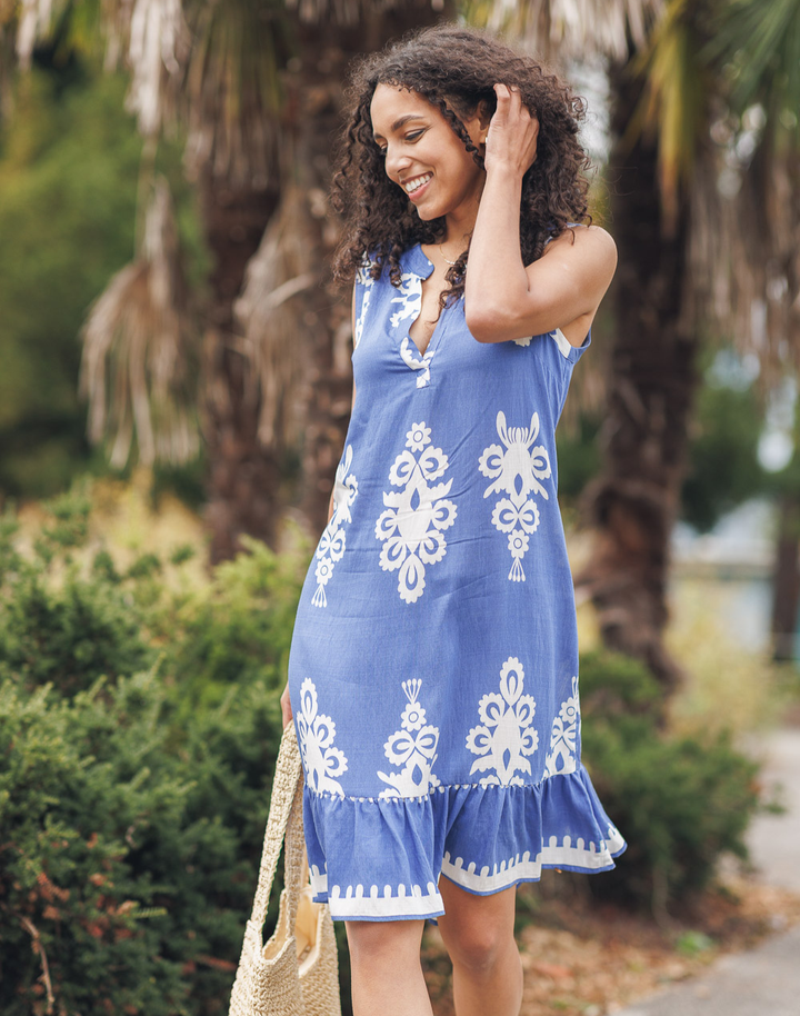 Ikat Lok Henley Short Dress