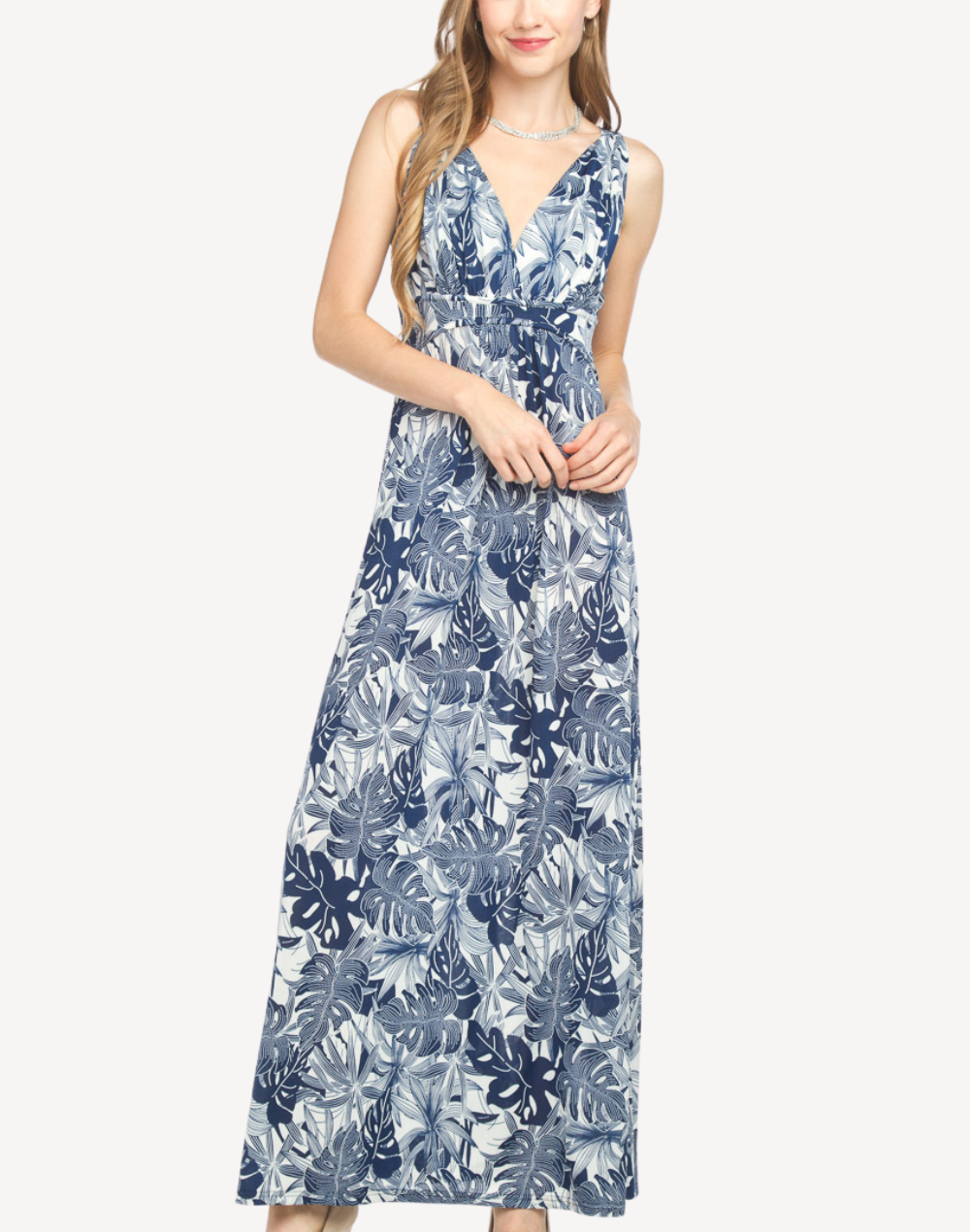 Palm Leaves Grecian Maxi Dress