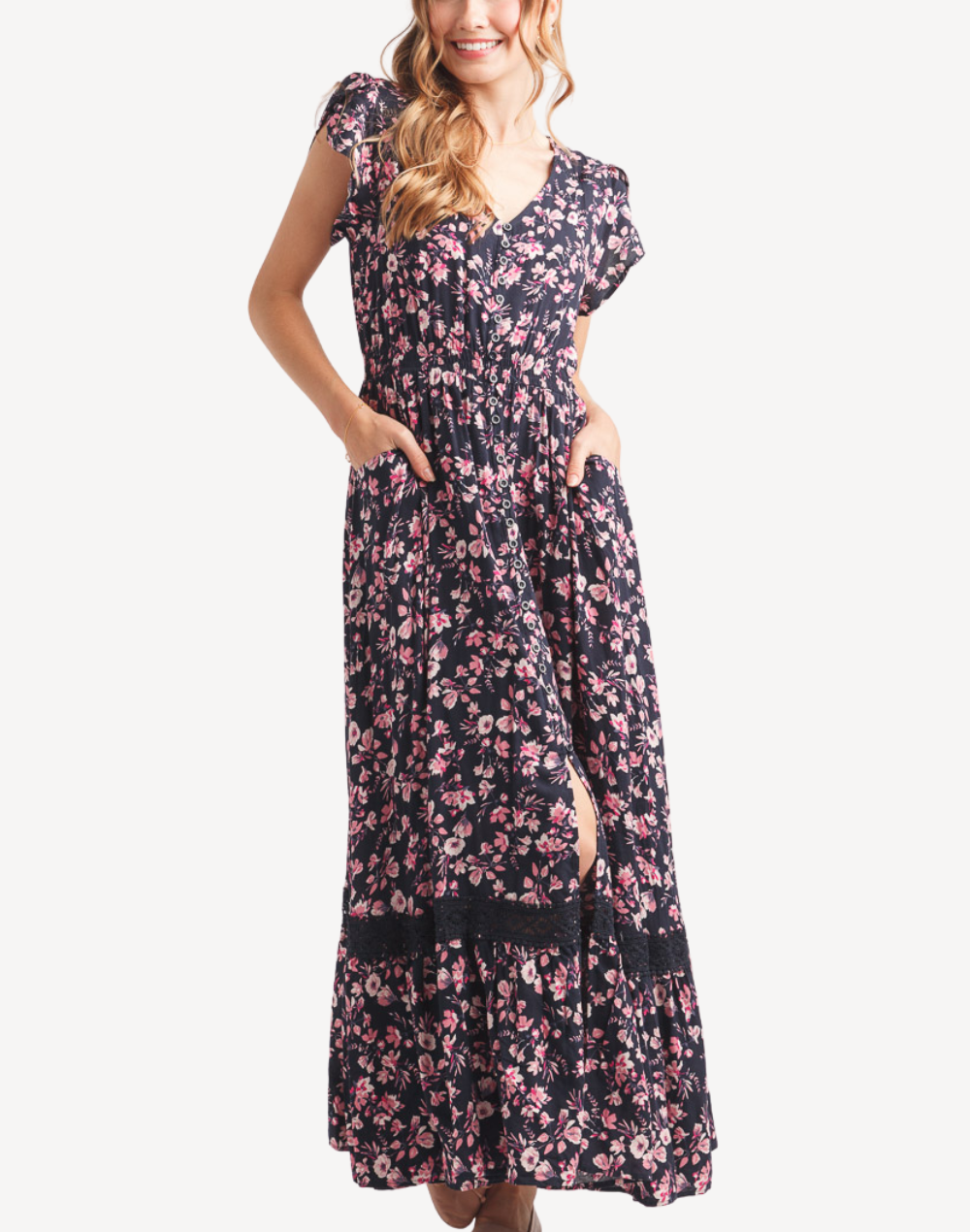 Peony Ruffle Hem Maxi Dress