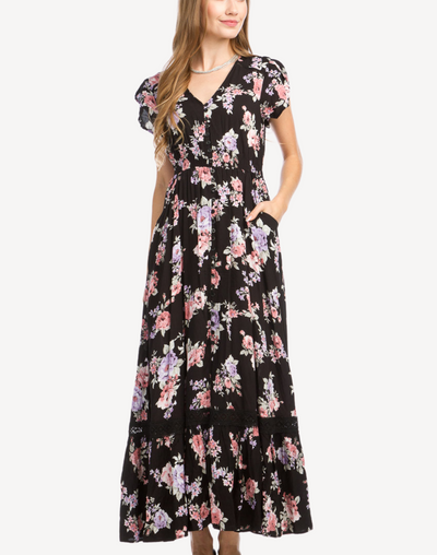 Ruffle Hem Maxi Dress#color_ruffle-hem-black