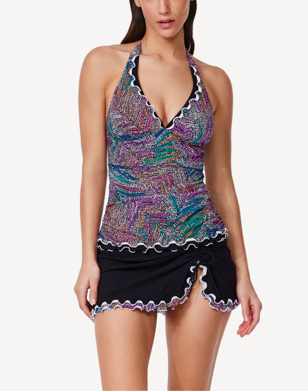 Layla Tricolore Side Slit Skirted Bikini Bottom