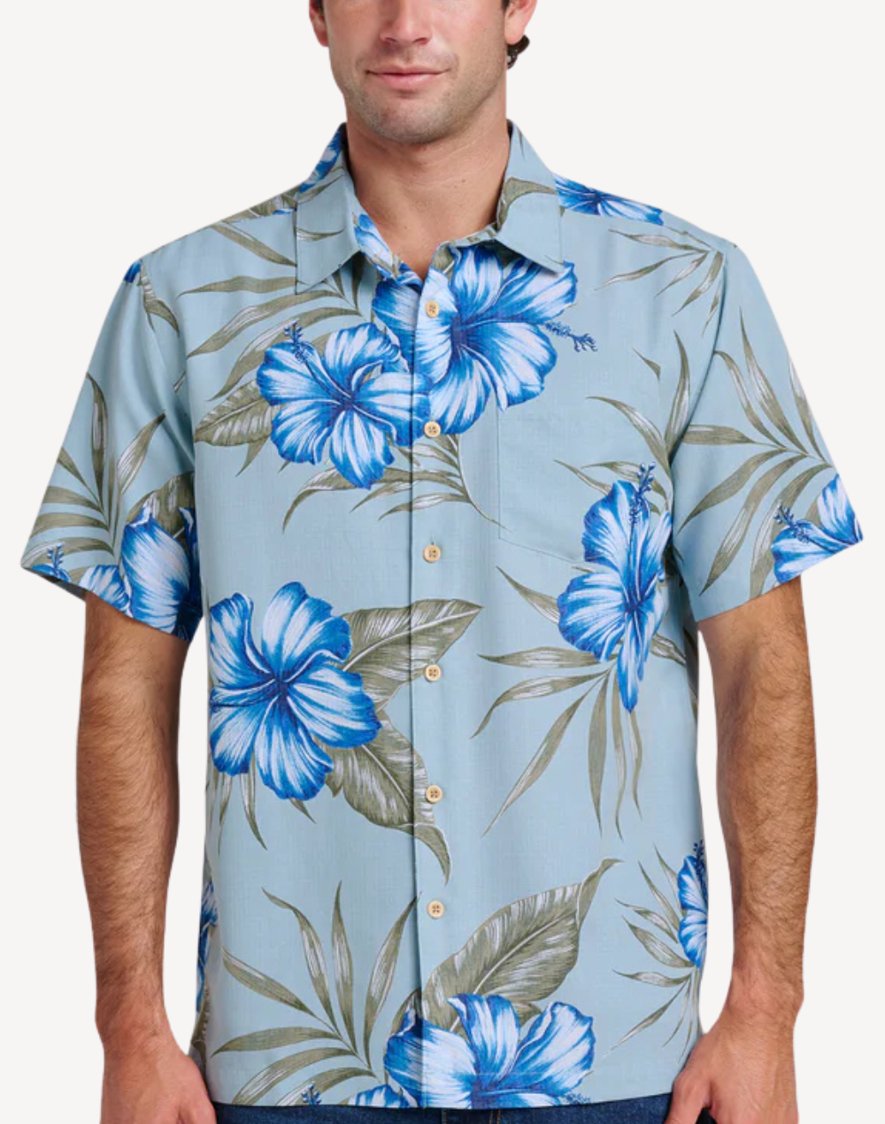 Tropical Dream Short Sleeve Shirt#color_tropical-sterling-blue