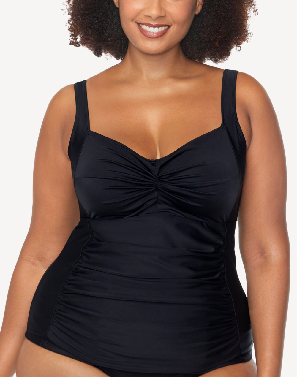 Malo Solids Sasha Plus Size Tankini Top#color_black