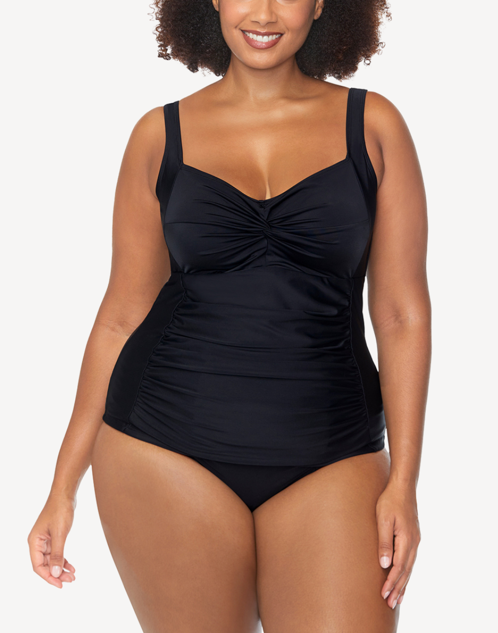 Malo Solids Sasha Plus Size Tankini Top#color_black