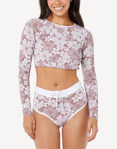 Aloha State Booty Short Bikini Bottom#color_aloha-brown