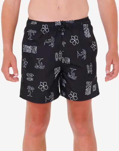 Boys Evolution Motif Swim Trunk#color_evolution-washed-black