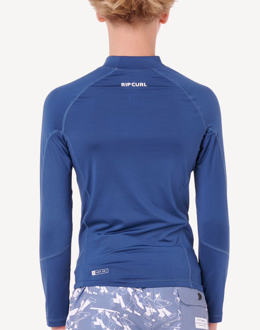 Boys Waves UPF 50 Long Sleeve Rashguard#color_waves-light-navy