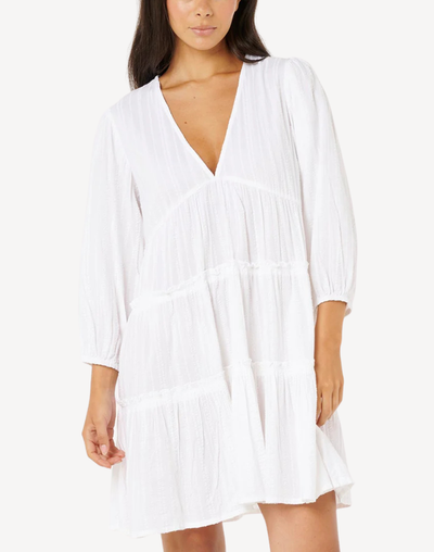 Haze 3/4 Sleeve Mini Dress#color_white