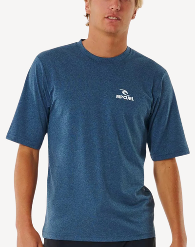 Men's Stack UPF 50 Short Sleeve Swim Shirt#color_stack-navy-marle