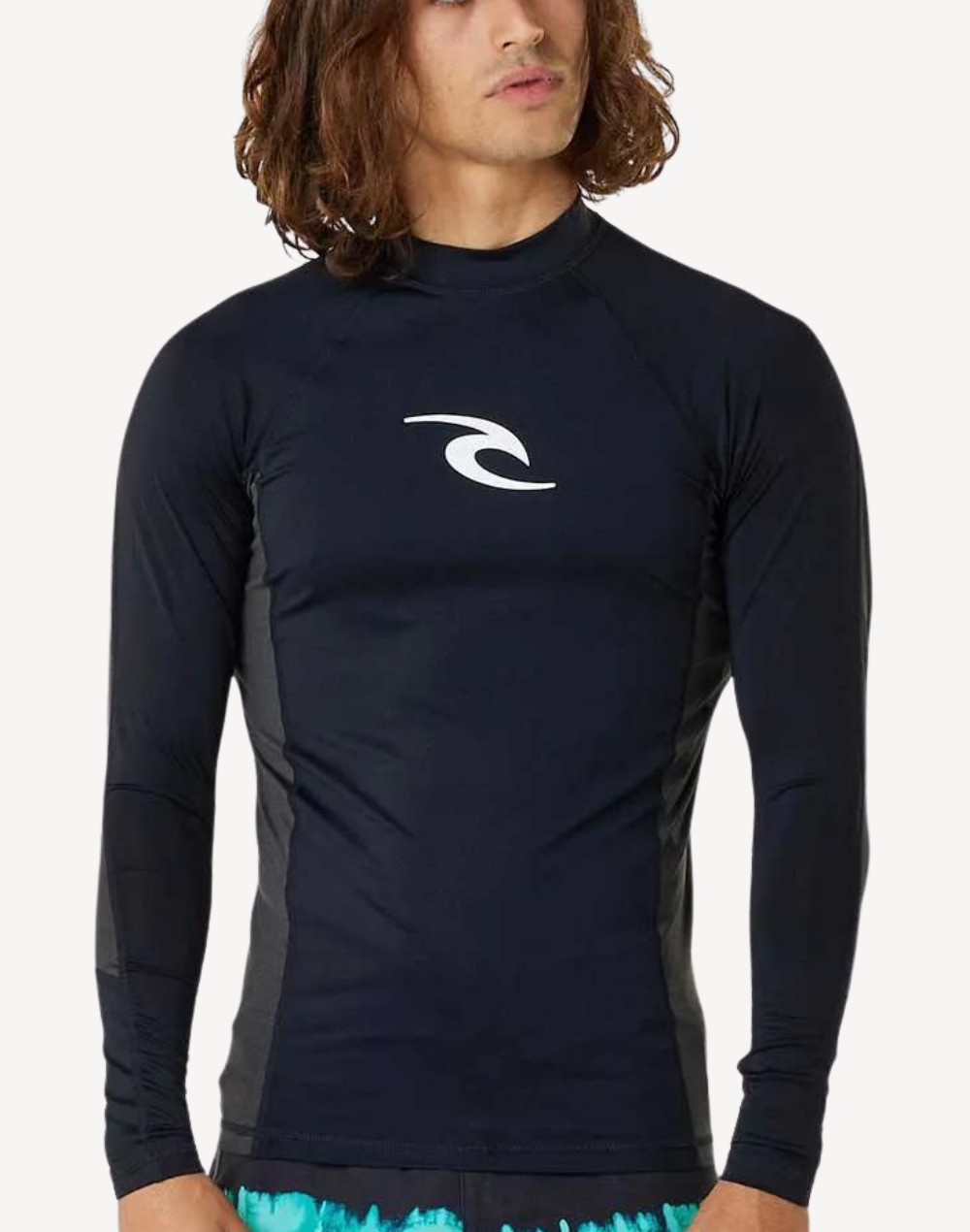 Men's Waves UPF 50 Long Sleeve Rashguard#color_black