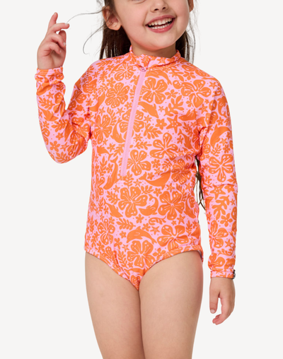 Toddler Girls Sun And Swell UPF 50 Long Sleeve Paddle Suit#color_sun-mandarin-orange