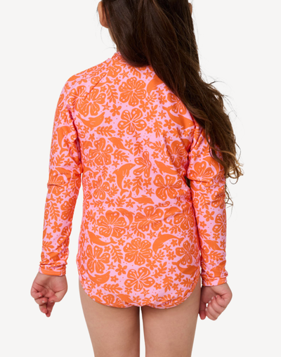 Toddler Girls Sun And Swell UPF 50 Long Sleeve Paddle Suit#color_sun-mandarin-orange