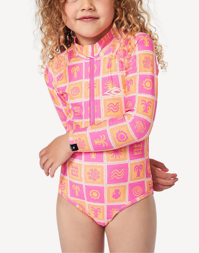 Toddler Girls Sun UPF 50 Long Sleeve Paddle Suit#color_sun-bright-pink