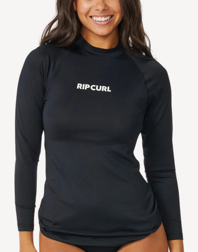 Women's Classic Surf UPF 50 Long Sleeve Rashguard#color_black