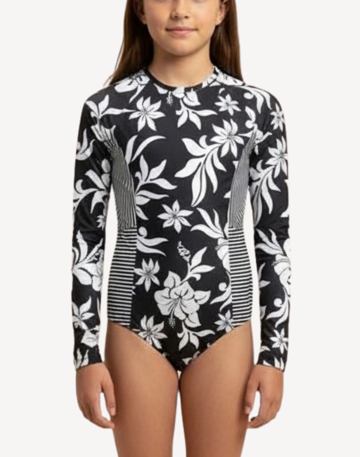 Girls Oversized Floral UPF 50 Long Sleeve Paddle Suit