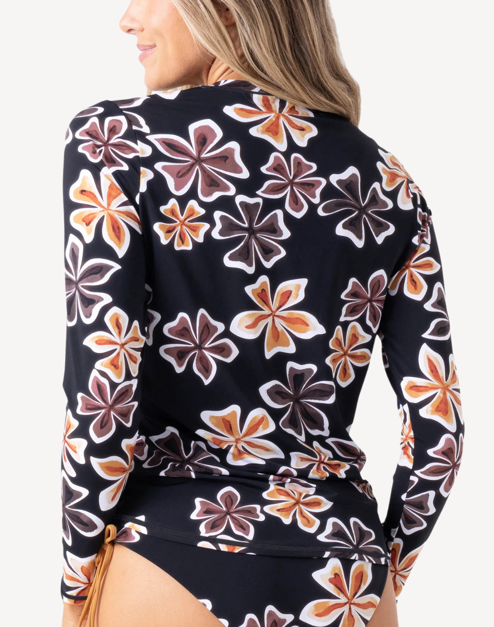 Playa Hermosa UPF 50 Long Sleeve Rashguard#color_playa-brown-black-combo