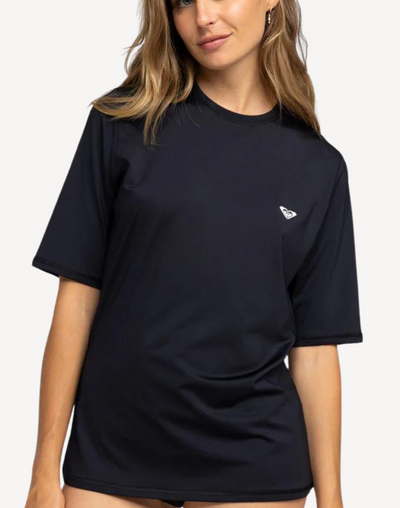 Women's Enjoy Waves UPF 50 Short Sleeve Swim Shirt#color_black