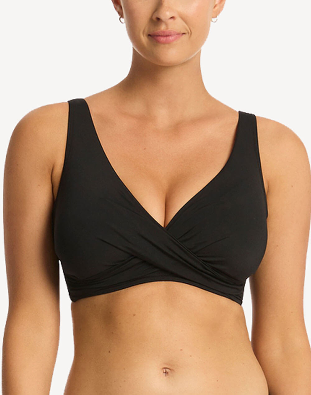 Essentials G Cup Cross Front Bikini Top#color_black