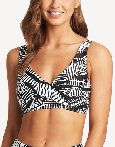 Pampas Cross Front Bikini Top#color_pampas-black-white