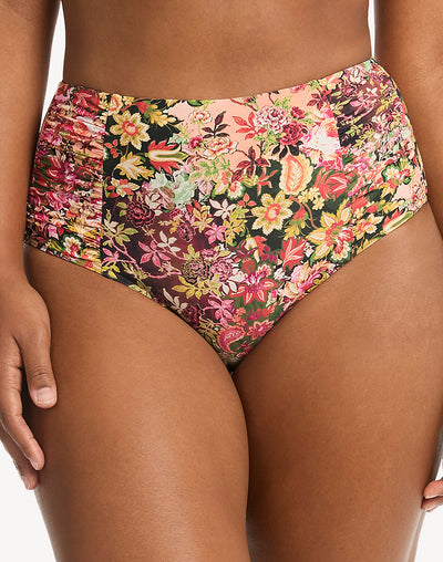 Wildflower High Waist Bikini Bottom#color_wildflower-pink
