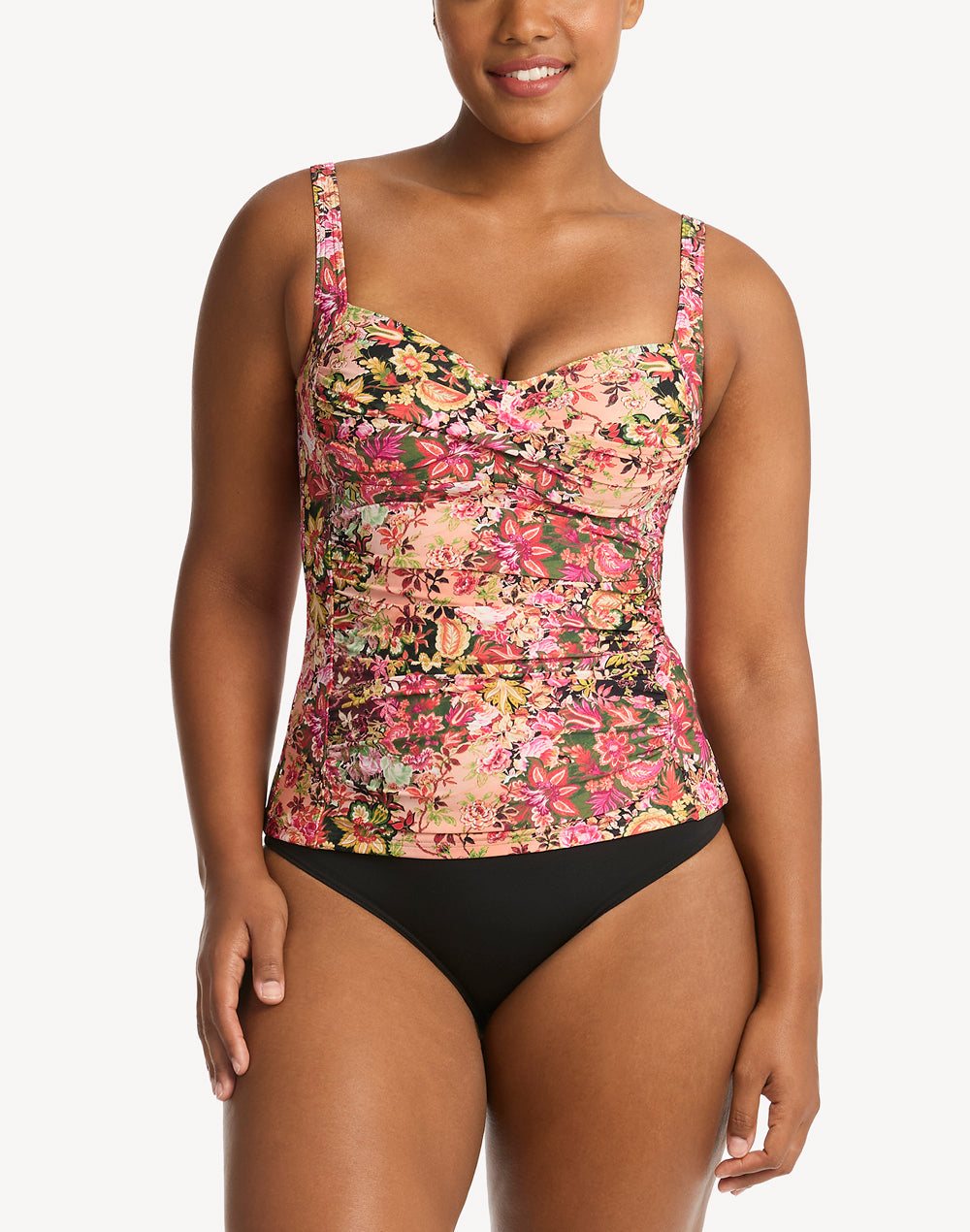 Wildflower Twist Front Tankini Top#color_wildflower-pink