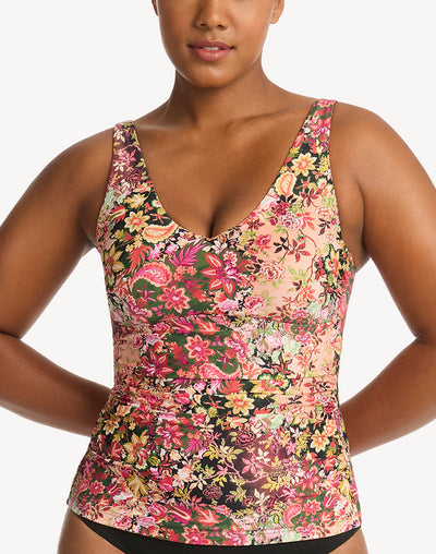 Wildflower D/DD Cup Tankini Top#color_wildflower-pink