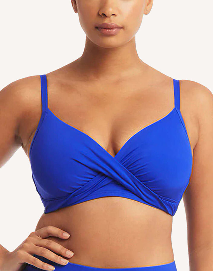 Essentials Cobalt Cross Front DD/E Bikini Top