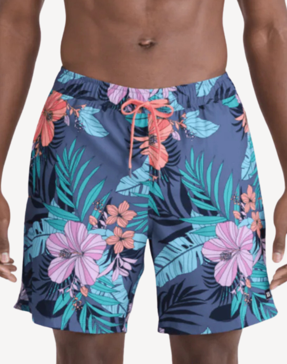 Hibiscus Jungle Oh Buoy 18" 2N1 Swim Trunk#color_hibiscus-jungle-indigo