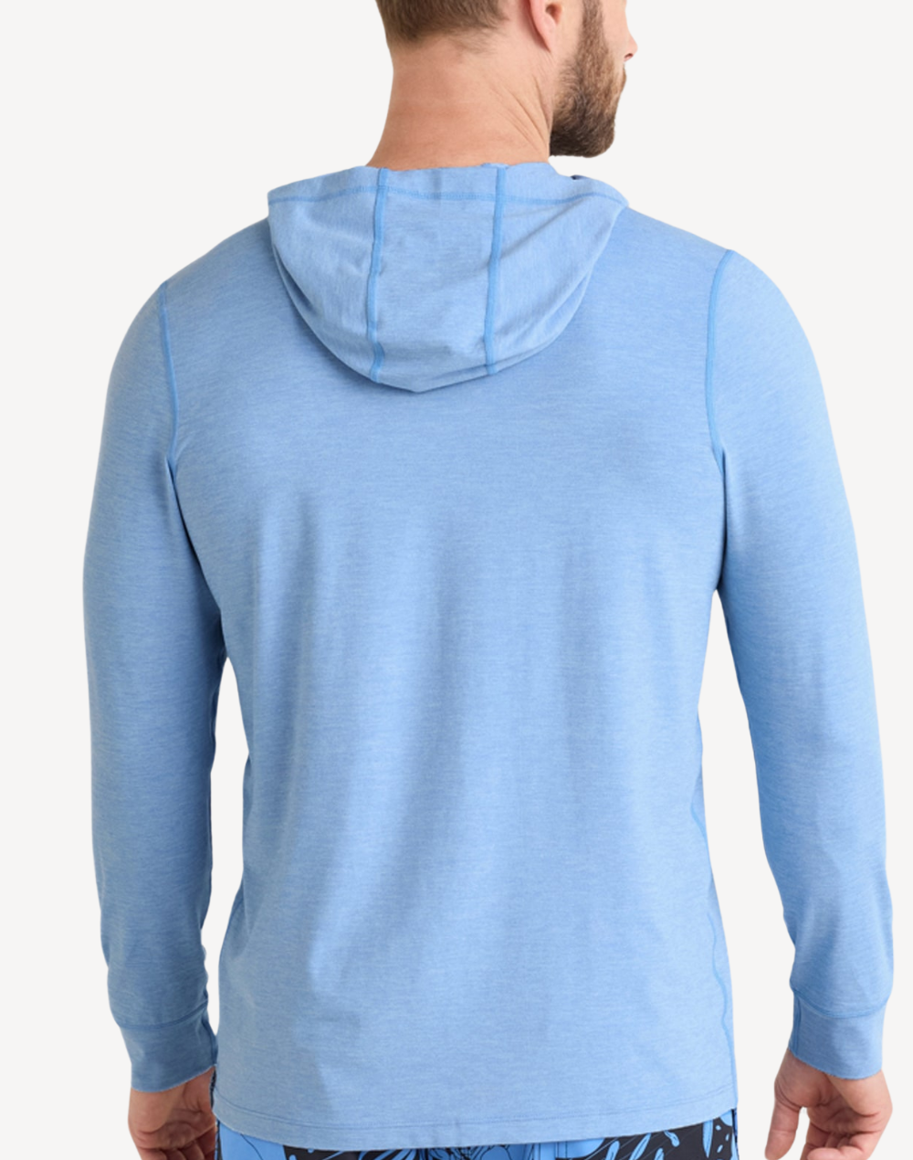 Men's Droptemp UPF 50 Hooded Long Sleeve Swim Shirt#color_droptemp-bel-air-blue-heather