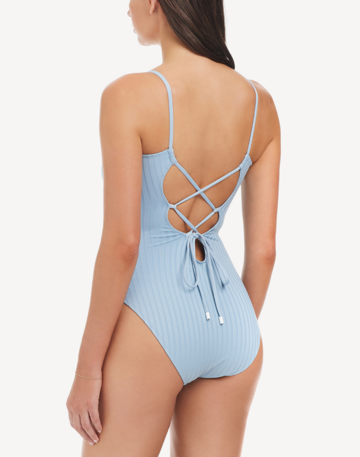 Refresh Rib V Wire Lace Back One Piece