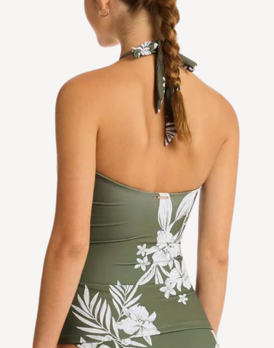 Aloha Halter Bandeau Tankini Top#color_aloha-khaki