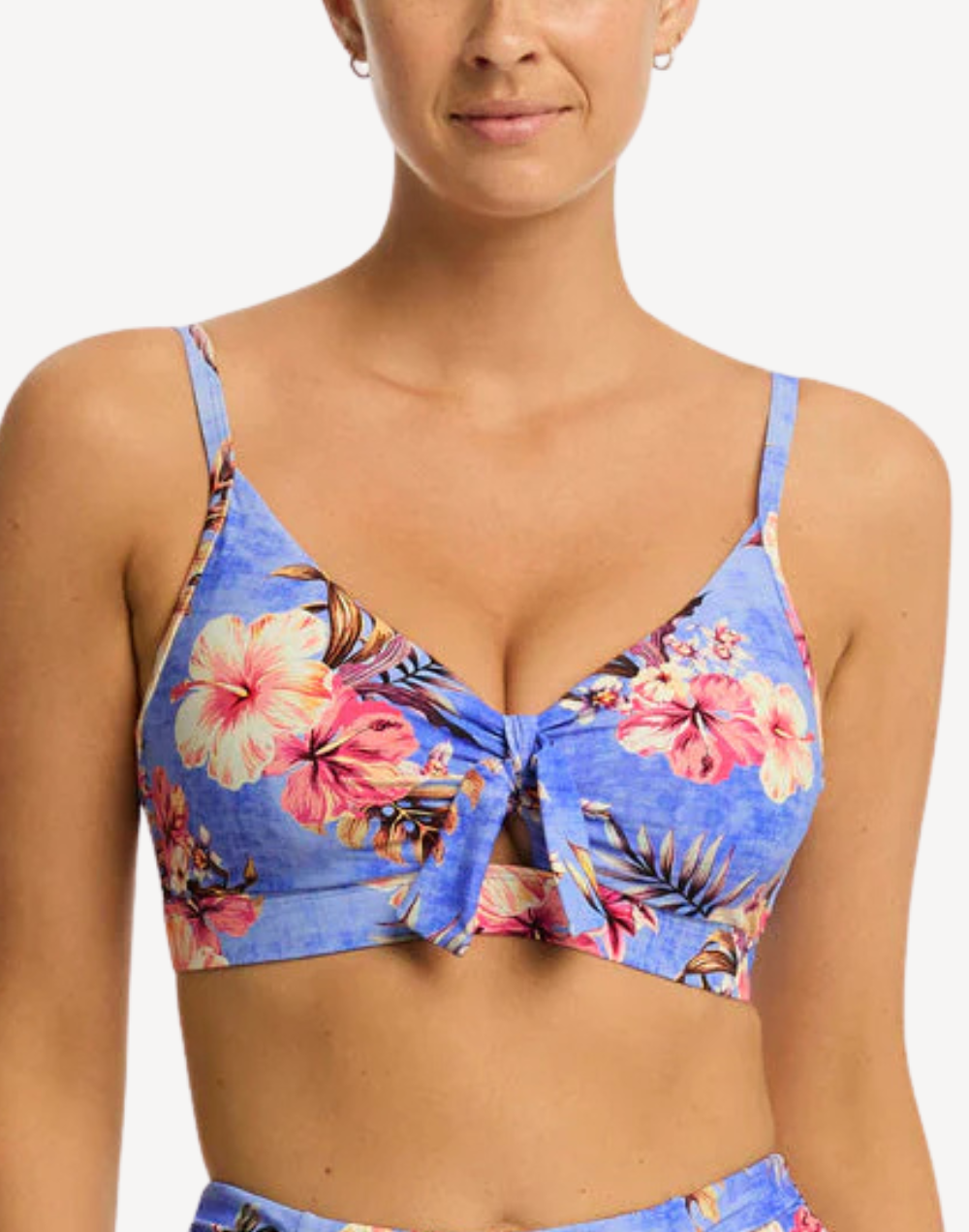 Blue Hawaii DD Tie Front Bikini Top#color_blue-hawaii-iris