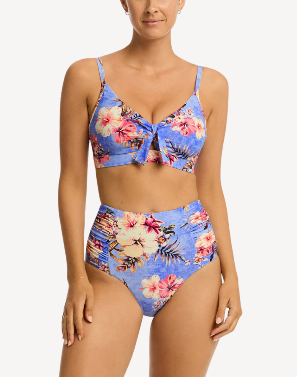 Blue Hawaii DD Tie Front Bikini Top#color_blue-hawaii-iris