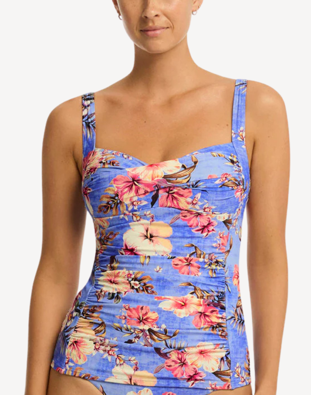 Blue Hawaii Twist Front Tankini Top#color_blue-hawaii-iris