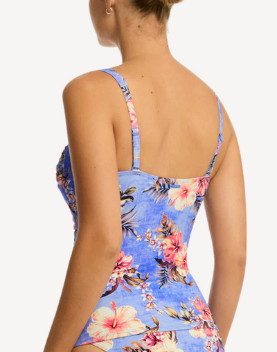 Blue Hawaii Twist Front Tankini Top#color_blue-hawaii-iris