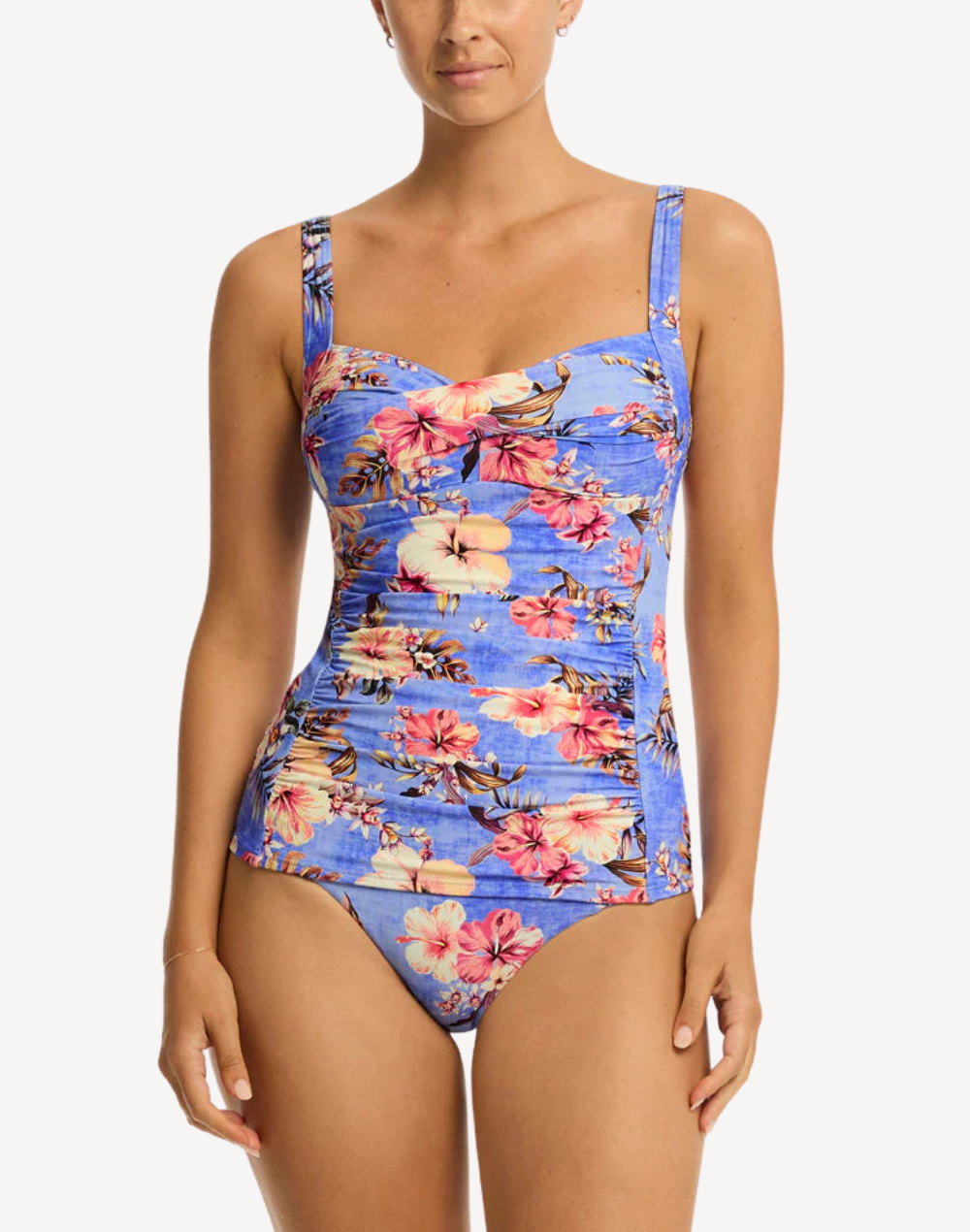 Blue Hawaii Twist Front Tankini Top#color_blue-hawaii-iris