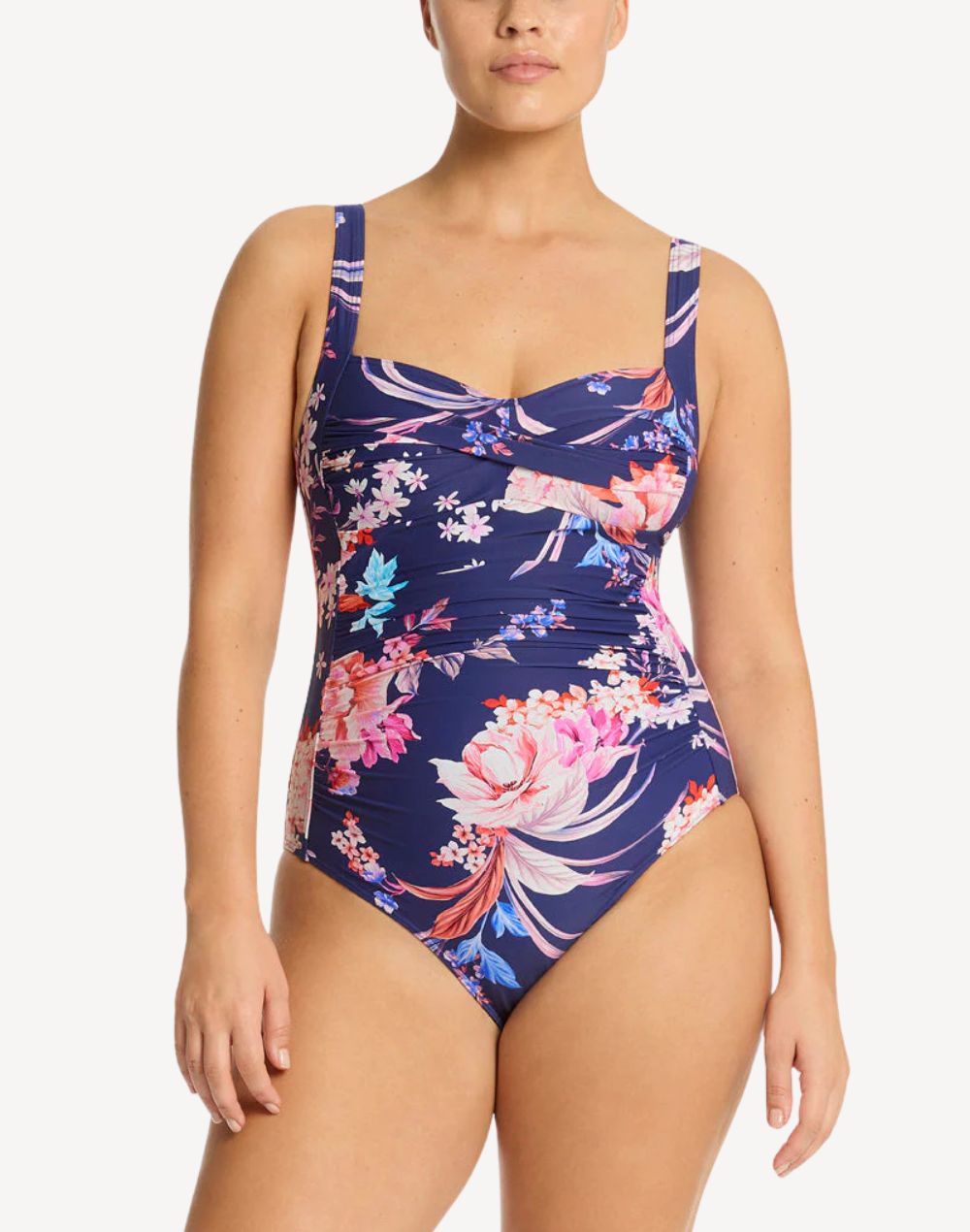 Indochine Twist Front Multifit One Piece Swimsuit#color_indochine-french-navy