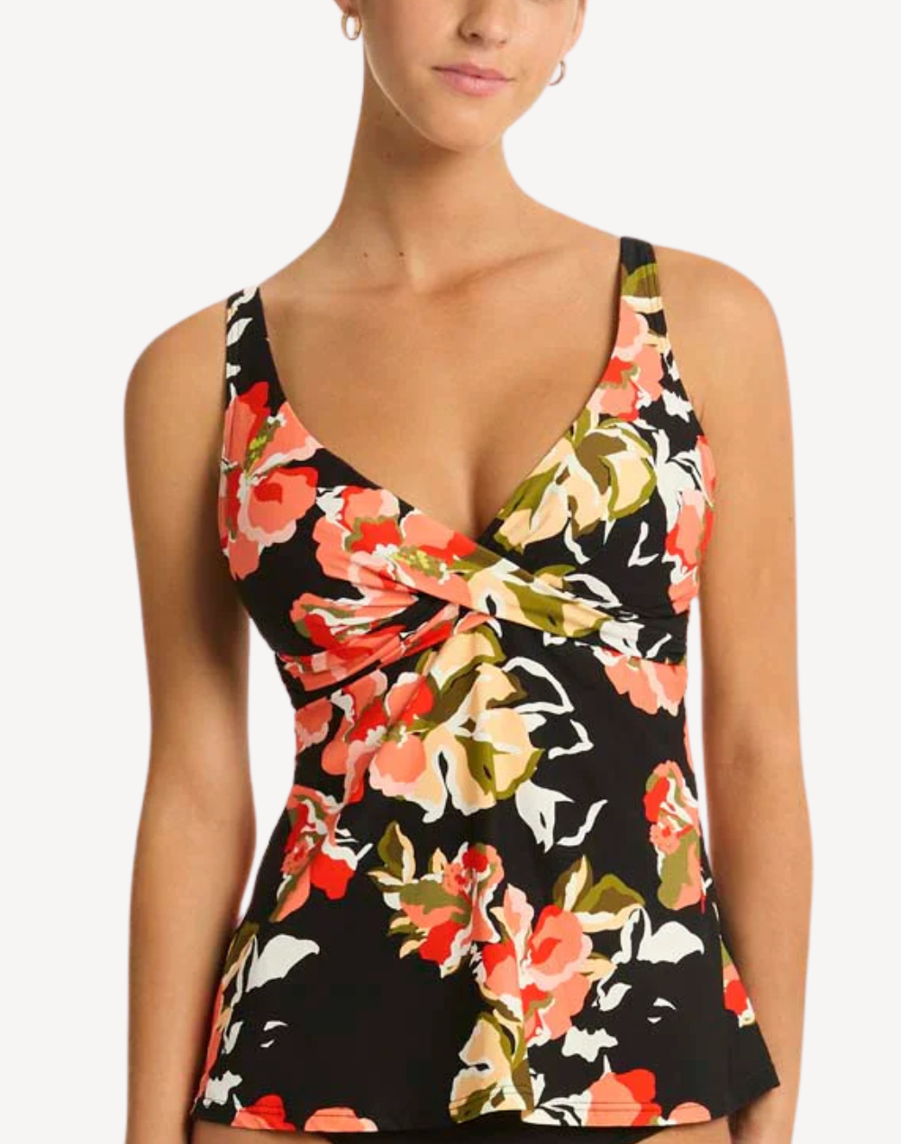 Juniper Cross Front Tankini Top#color_juniper-black