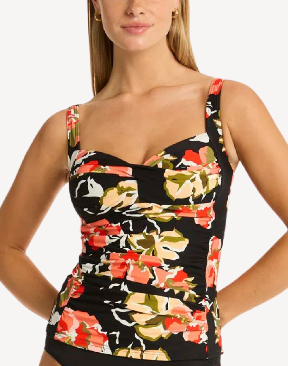 Juniper Twist Front Tankini Top#color_juniper-black