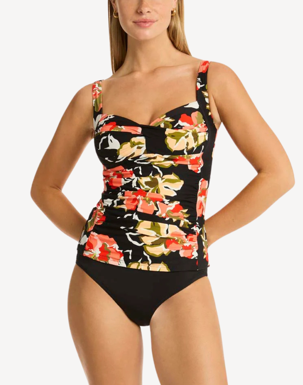 Juniper Twist Front Tankini Top#color_juniper-black