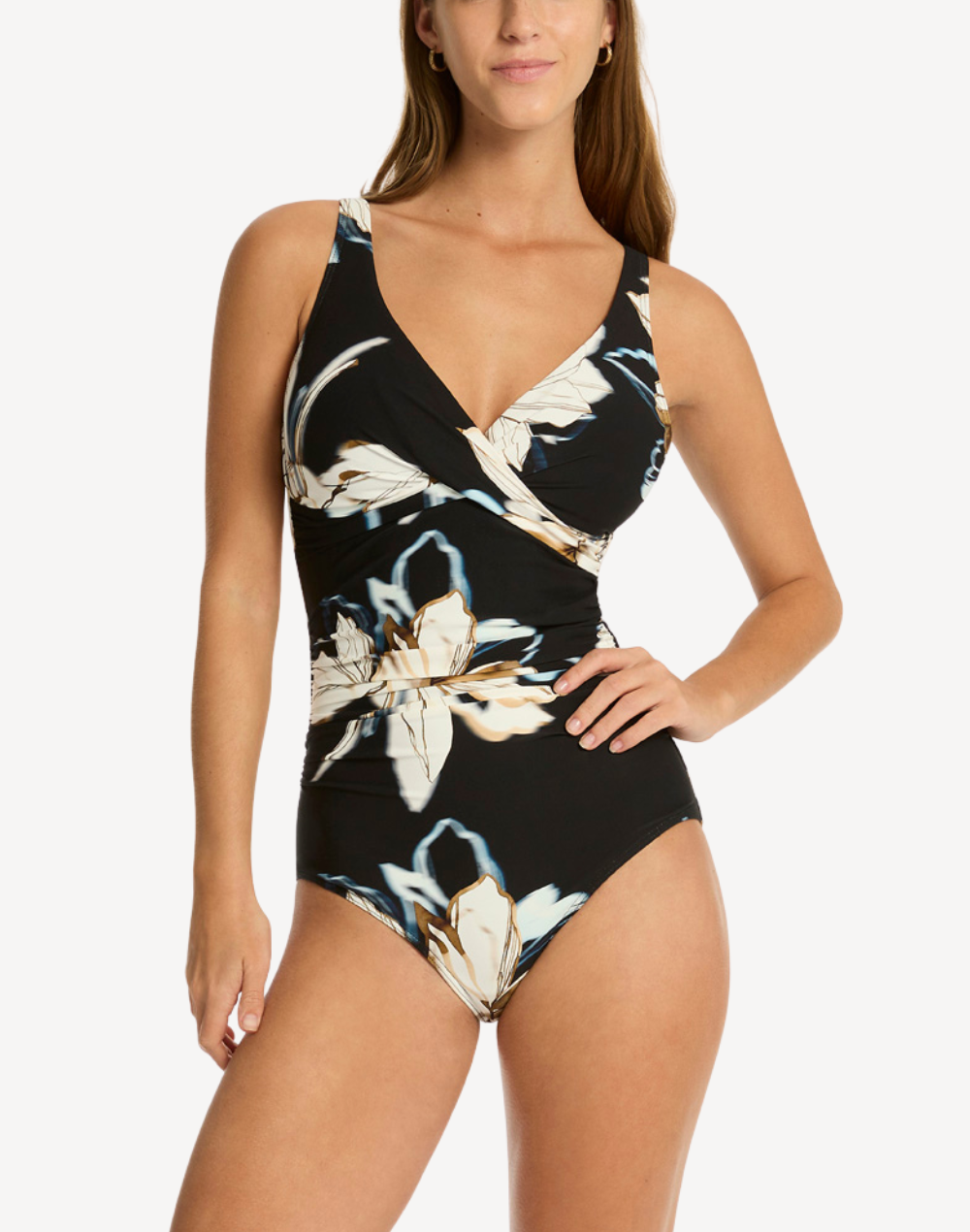 La Luna Cross Front Multifit One Piece Swimsuit#color_la-luna-black
