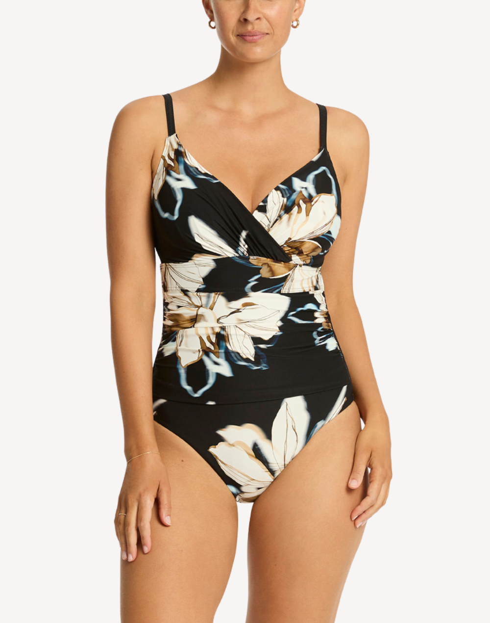 La Luna Wrap Front DD/E One Piece Swimsuit#color_la-luna-black