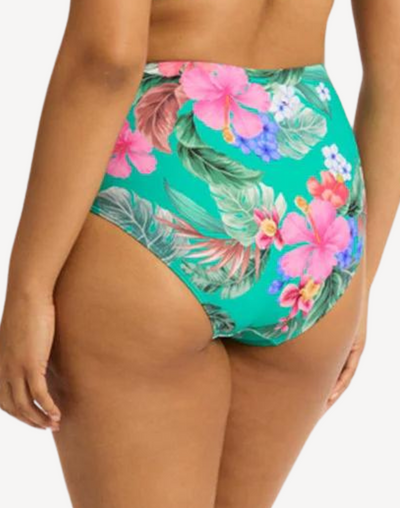 Pacifico High Waist Gathered Side Bikini Bottom#color_pacifico-evergreen