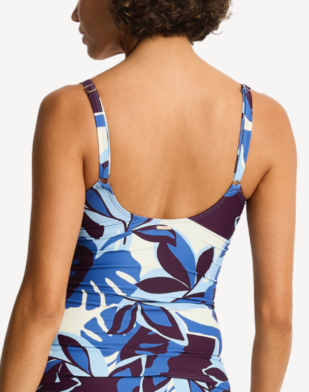 Rumba Cross Front Scoop Back Tankini Top#color_rumba-denim-blue
